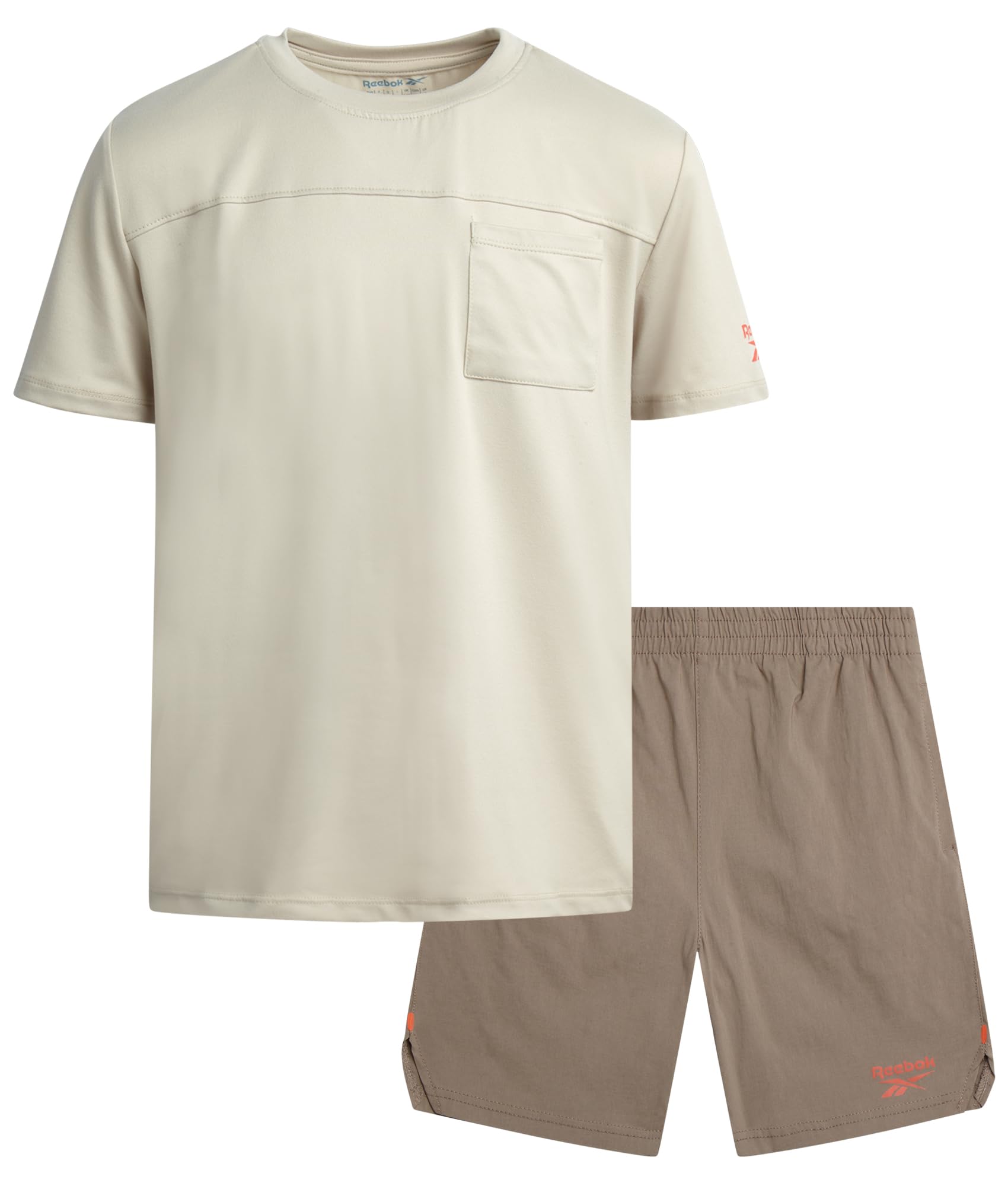 Reebok Boys Athletic Shorts Set - 2 Piece Summer Clothes Outfit with Pocket Tee and Boys Running Shorts for Active Kids